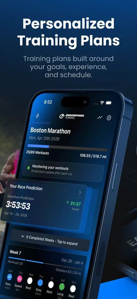 Endorphins Running mobile app screen 2