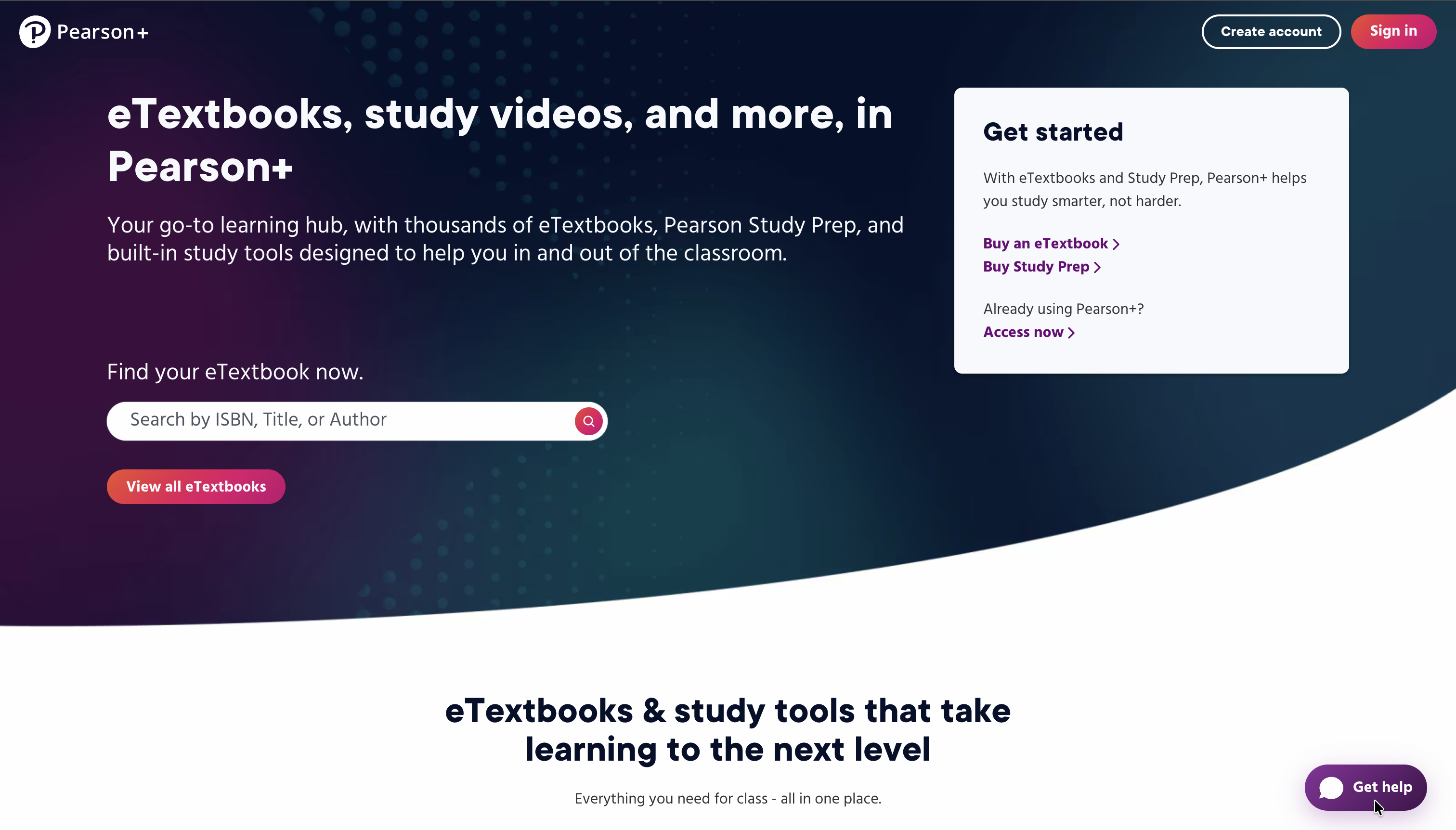 Pearson+ learning platform